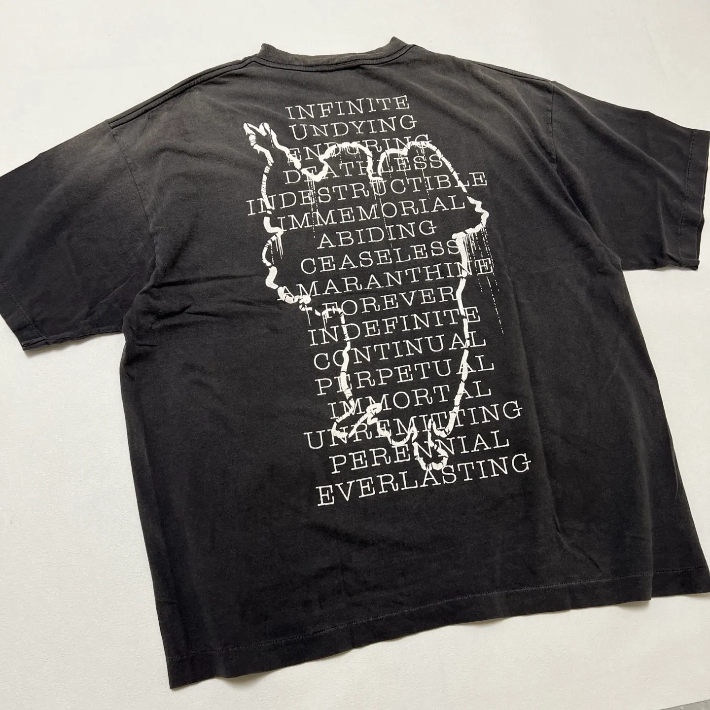 SAINT Mxxxxxx SS TEE/HOPE SPRING/BLK Jesus slogan retro distressed TEE, washed black S-XL, consistent with the original version, cylindrical side seam OE yarn fabric, garment dyeing, heavy wash water fading, bust bandage fading, correct version matching, original matching accessories, original level printing restoration